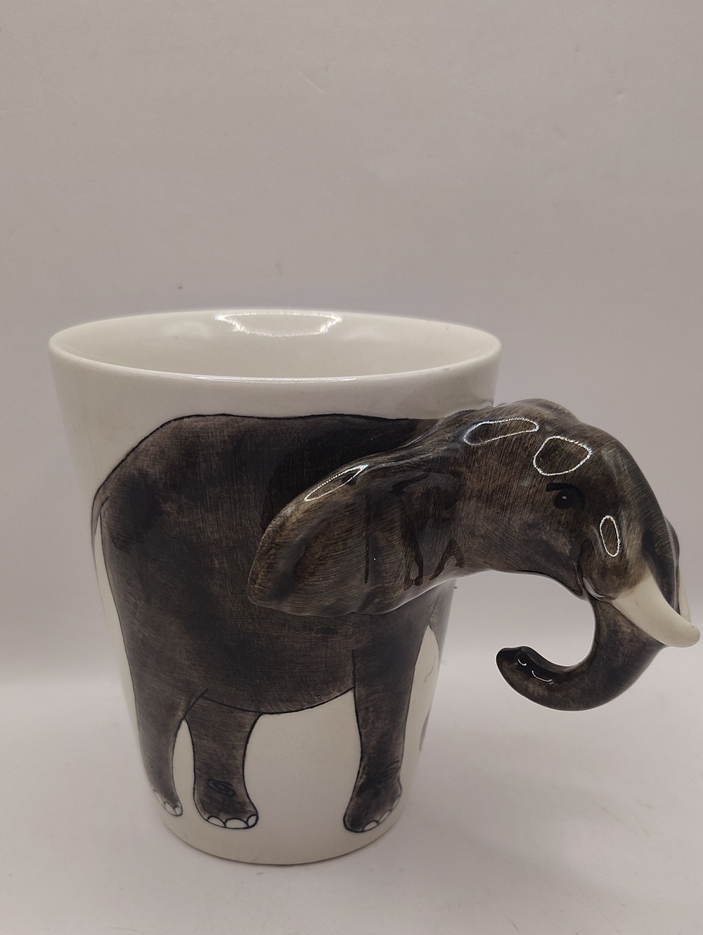 World Market 3D Elephant Head Ears Trunk Handle Ceramic Coffee Tea Cup Mug 12oz